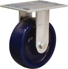 Hamilton - 6" Diam x 2" Wide x 7-1/2" OAH Top Plate Mount Rigid Caster - Polyurethane, 900 Lb Capacity, Sealed Precision Ball Bearing, 4-1/2 x 6-1/4" Plate - Apex Tool & Supply