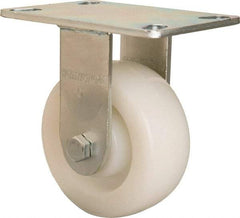 Hamilton - 5" Diam x 2" Wide x 6-1/2" OAH Top Plate Mount Rigid Caster - Nylon, 900 Lb Capacity, Sealed Precision Ball Bearing, 4-1/2 x 6-1/4" Plate - Apex Tool & Supply
