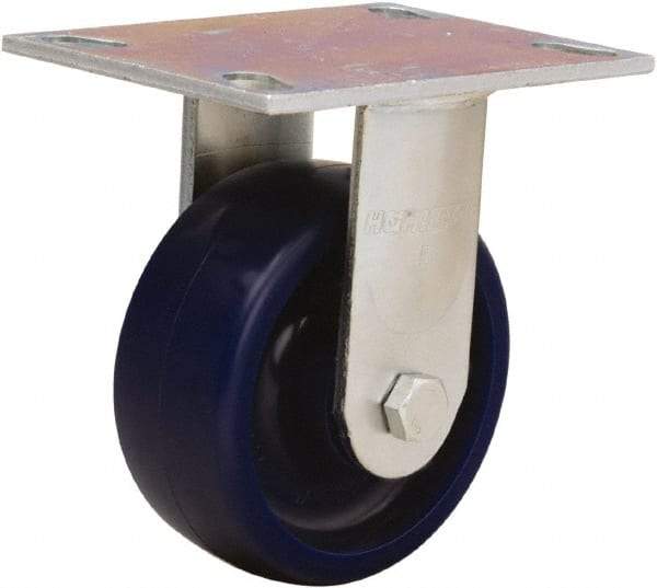 Hamilton - 5" Diam x 2" Wide x 6-1/2" OAH Top Plate Mount Rigid Caster - Polyurethane, 900 Lb Capacity, Sealed Precision Ball Bearing, 4-1/2 x 6-1/4" Plate - Apex Tool & Supply