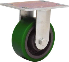 Hamilton - 5" Diam x 2" Wide x 6-1/2" OAH Top Plate Mount Rigid Caster - Polyurethane Mold onto Cast Iron Center, 900 Lb Capacity, Sealed Precision Ball Bearing, 4-1/2 x 6-1/4" Plate - Apex Tool & Supply