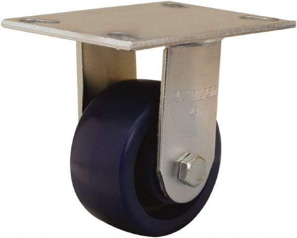 Hamilton - 4" Diam x 2" Wide x 5-5/8" OAH Top Plate Mount Rigid Caster - Polyurethane, 750 Lb Capacity, Sealed Precision Ball Bearing, 4-1/2 x 6-1/4" Plate - Apex Tool & Supply