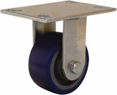 Hamilton - 4" Diam x 2" Wide x 5-5/8" OAH Top Plate Mount Rigid Caster - Polyurethane Mold onto Cast Iron Center, 600 Lb Capacity, Sealed Precision Ball Bearing, 4-1/2 x 6-1/4" Plate - Apex Tool & Supply