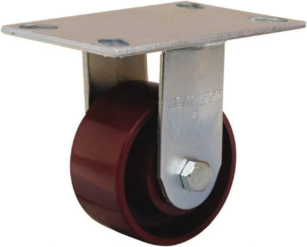 Hamilton - 4" Diam x 2" Wide x 5-5/8" OAH Top Plate Mount Rigid Caster - Cast Iron, 900 Lb Capacity, Sealed Precision Ball Bearing, 4-1/2 x 6-1/4" Plate - Apex Tool & Supply