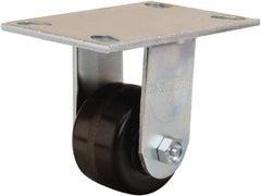 Hamilton - 3-1/4" Diam x 2" Wide x 5-1/4" OAH Top Plate Mount Rigid Caster - Phenolic, 700 Lb Capacity, Straight Roller Bearing, 4-1/2 x 6-1/4" Plate - Apex Tool & Supply