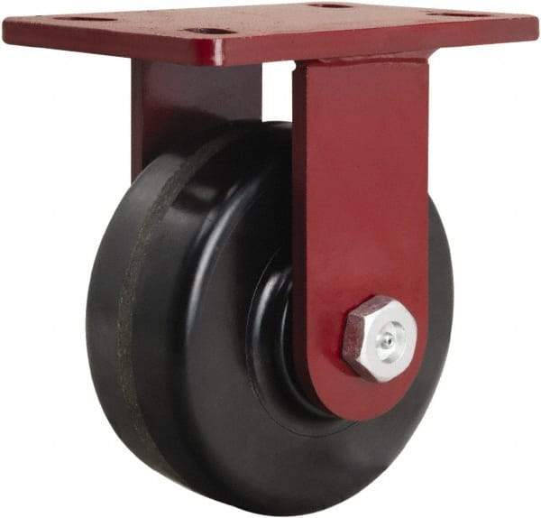 Hamilton - 6" Diam x 2-1/2" Wide x 7-1/2" OAH Top Plate Mount Rigid Caster - Phenolic, 1,800 Lb Capacity, Straight Roller Bearing, 5 x 7" Plate - Apex Tool & Supply