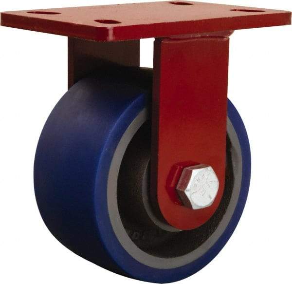 Hamilton - 6" Diam x 3" Wide x 7-1/2" OAH Top Plate Mount Rigid Caster - Polyurethane, 2,450 Lb Capacity, Sealed Precision Ball Bearing, 5 x 7" Plate - Apex Tool & Supply