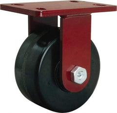 Hamilton - 6" Diam x 3" Wide x 7-1/2" OAH Top Plate Mount Rigid Caster - Phenolic, 2,000 Lb Capacity, Tapered Roller Bearing, 5 x 7" Plate - Apex Tool & Supply
