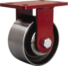 Hamilton - 6" Diam x 3" Wide x 7-1/2" OAH Top Plate Mount Rigid Caster - Forged Steel, 3,200 Lb Capacity, Sealed Precision Ball Bearing, 5 x 7" Plate - Apex Tool & Supply