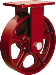 Hamilton - 10" Diam x 2-1/2" Wide x 11-1/2" OAH Top Plate Mount Rigid Caster - Cast Iron, 2,200 Lb Capacity, Tapered Roller Bearing, 5 x 7" Plate - Apex Tool & Supply