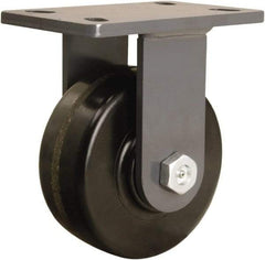 Hamilton - 6" Diam x 2-1/2" Wide x 7-3/4" OAH Top Plate Mount Rigid Caster - Phenolic, 1,800 Lb Capacity, Straight Roller Bearing, 5 x 7" Plate - Apex Tool & Supply