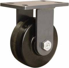 Hamilton - 6" Diam x 2-1/2" Wide x 7-3/4" OAH Top Plate Mount Rigid Caster - Phenolic, 1,800 Lb Capacity, Tapered Roller Bearing, 5 x 7" Plate - Apex Tool & Supply