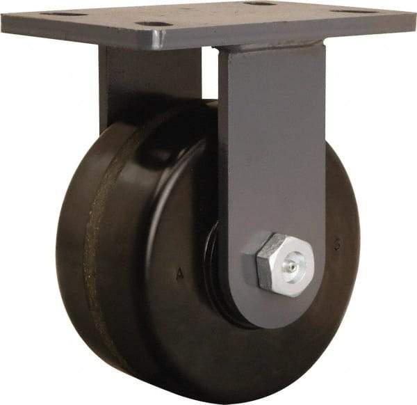 Hamilton - 6" Diam x 3" Wide x 7-3/4" OAH Top Plate Mount Rigid Caster - Phenolic, 2,200 Lb Capacity, Tapered Roller Bearing, 5 x 7" Plate - Apex Tool & Supply