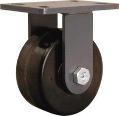 Hamilton - 6" Diam x 3" Wide x 7-3/4" OAH Top Plate Mount Rigid Caster - Phenolic, 2,200 Lb Capacity, Tapered Roller Bearing, 5 x 7" Plate - Apex Tool & Supply