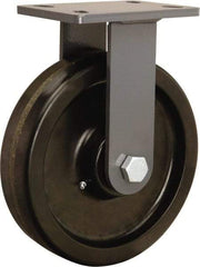 Hamilton - 10" Diam x 2-1/2" Wide x 12-1/16" OAH Top Plate Mount Rigid Caster - Phenolic, 2,400 Lb Capacity, Straight Roller Bearing, 5 x 7" Plate - Apex Tool & Supply