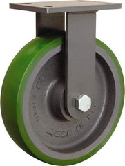 Hamilton - 10" Diam x 2-1/2" Wide x 12-1/16" OAH Top Plate Mount Rigid Caster - Polyurethane Mold onto Cast Iron Center, 2,400 Lb Capacity, Tapered Roller Bearing, 5 x 7" Plate - Apex Tool & Supply