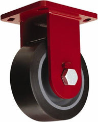 Hamilton - 8" Diam x 3" Wide x 10-1/2" OAH Top Plate Mount Rigid Caster - Polyurethane Mold on Forged Steel, 4,550 Lb Capacity, Tapered Roller Bearing, 6-1/2 x 7-1/2" Plate - Apex Tool & Supply