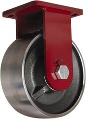 Hamilton - 12" Diam x 4" Wide x 15-1/2" OAH Top Plate Mount Rigid Caster - Forged Steel, 10,000 Lb Capacity, Tapered Roller Bearing, 6-1/2 x 7-1/2" Plate - Apex Tool & Supply