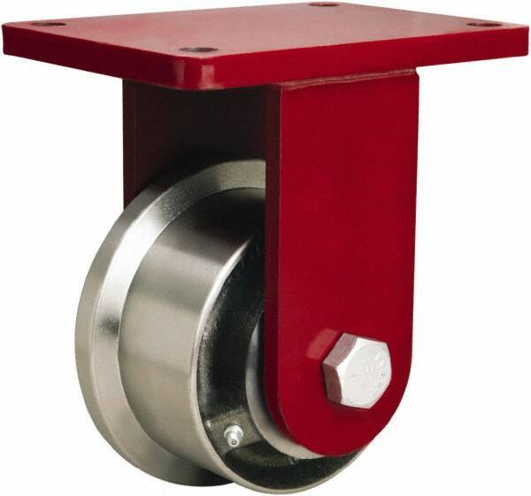 Hamilton - 5" Diam x 2-11/16" Wide x 8" OAH Top Plate Mount Rigid Caster - Iron, 4,300 Lb Capacity, Tapered Roller Bearing, 6-1/2 x 7-1/2" Plate - Apex Tool & Supply