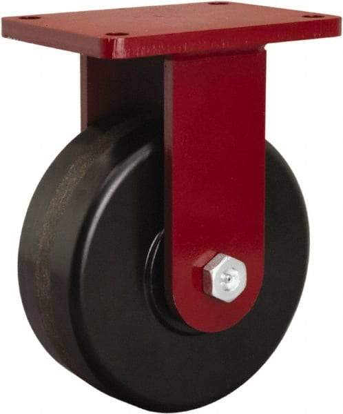 Hamilton - 8" Diam x 3" Wide x 10-1/2" OAH Top Plate Mount Rigid Caster - Phenolic, 3,000 Lb Capacity, Tapered Roller Bearing, 5-1/2 x 7-1/2" Plate - Apex Tool & Supply