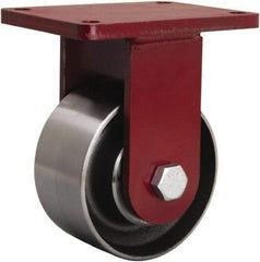 Hamilton - 6" Diam x 3" Wide x 8-1/2" OAH Top Plate Mount Rigid Caster - Forged Steel, 4,000 Lb Capacity, Sealed Precision Ball Bearing, 5-1/2 x 7-1/2" Plate - Apex Tool & Supply