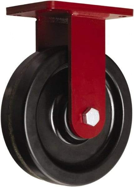 Hamilton - 10" Diam x 3" Wide x 12-1/2" OAH Top Plate Mount Rigid Caster - Phenolic, 2,900 Lb Capacity, Tapered Roller Bearing, 5-1/2 x 7-1/2" Plate - Apex Tool & Supply