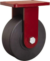 Hamilton - 10" Diam x 3" Wide x 11-1/2" OAH Top Plate Mount Rigid Caster - Nylon, 3,200 Lb Capacity, Sealed Precision Ball Bearing, 5 x 7" Plate - Apex Tool & Supply