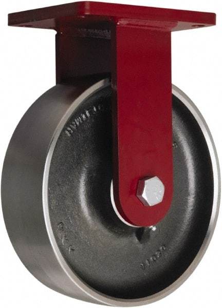 Hamilton - 10" Diam x 3" Wide x 12-1/2" OAH Top Plate Mount Rigid Caster - Forged Steel, 4,000 Lb Capacity, Sealed Precision Ball Bearing, 5-1/2 x 7-1/2" Plate - Apex Tool & Supply