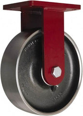 Hamilton - 10" Diam x 3" Wide x 12-1/2" OAH Top Plate Mount Rigid Caster - Forged Steel, 4,000 Lb Capacity, Tapered Roller Bearing, 5-1/2 x 7-1/2" Plate - Apex Tool & Supply