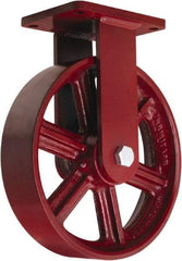 Hamilton - 12" Diam x 3" Wide x 14-1/2" OAH Top Plate Mount Rigid Caster - Cast Iron, 2,500 Lb Capacity, Straight Roller Bearing, 5-1/2 x 7-1/2" Plate - Apex Tool & Supply
