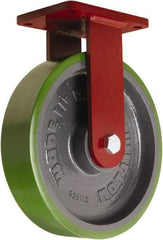 Hamilton - 12" Diam x 3" Wide x 14-1/2" OAH Top Plate Mount Rigid Caster - Polyurethane Mold onto Cast Iron Center, 3,500 Lb Capacity, Sealed Precision Ball Bearing, 5-1/2 x 7-1/2" Plate - Apex Tool & Supply