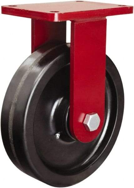 Hamilton - 10" Diam x 2-1/2" Wide x 12-1/2" OAH Top Plate Mount Rigid Caster - Phenolic, 2,500 Lb Capacity, Straight Roller Bearing, 5-1/2 x 7-1/2" Plate - Apex Tool & Supply