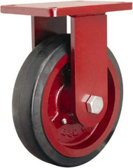 Hamilton - 8" Diam x 2-1/2" Wide x 10-1/2" OAH Top Plate Mount Rigid Caster - Rubber Mold on Cast Iron, 670 Lb Capacity, Straight Roller Bearing, 5-1/2 x 7-1/2" Plate - Apex Tool & Supply