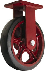 Hamilton - 10" Diam x 3" Wide x 12-1/2" OAH Top Plate Mount Rigid Caster - Rubber Mold on Cast Iron, 1,000 Lb Capacity, Straight Roller Bearing, 5-1/2 x 7-1/2" Plate - Apex Tool & Supply