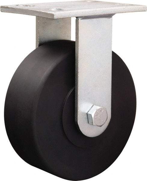 Hamilton - 8-7/8" Diam x 2-1/4" Wide x 10-15/16" OAH Top Plate Mount Rigid Caster - Iron, 2,000 Lb Capacity, Tapered Roller Bearing, 5-1/4 x 7-1/4" Plate - Apex Tool & Supply