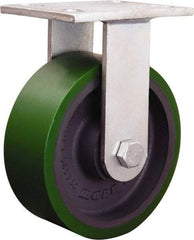 Hamilton - 7-7/8" Diam x 8-15/16" OAH Top Plate Mount Rigid Track - Iron, 3,200 Lb Capacity, Tapered Roller Bearing, 5-1/4 x 7-1/4" Plate - Apex Tool & Supply