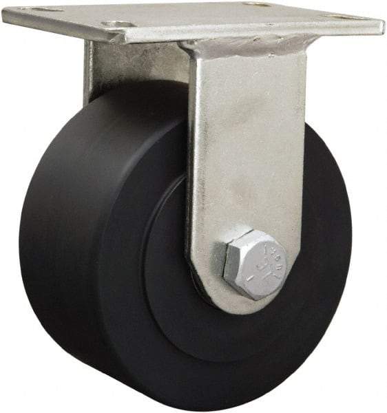 Hamilton - 6-1/8" Diam x 1-11/16" Wide x 8-1/16" OAH Top Plate Mount Rigid Caster - Iron, 2,000 Lb Capacity, Straight Roller Bearing, 5-1/4 x 7-1/4" Plate - Apex Tool & Supply