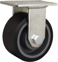 Hamilton - 4-1/2" Diam x 1-5/8" Wide x 7-1/4" OAH Top Plate Mount Rigid Caster - Cast Iron, 3,000 Lb Capacity, Tapered Roller Bearing, 5-1/4 x 7-1/4" Plate - Apex Tool & Supply