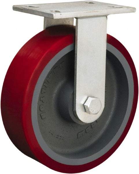 Hamilton - 8" Diam x 2-1/2" Wide x 10-1/2" OAH Top Plate Mount Rigid Caster - Phenolic, 2,000 Lb Capacity, Straight Roller Bearing, 5-1/4 x 7-1/4" Plate - Apex Tool & Supply