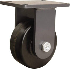 Hamilton - 6" Diam x 2-1/2" Wide x 8" OAH Top Plate Mount Rigid Caster - Phenolic, 1,800 Lb Capacity, Tapered Roller Bearing, 5-1/4 x 7-1/4" Plate - Apex Tool & Supply