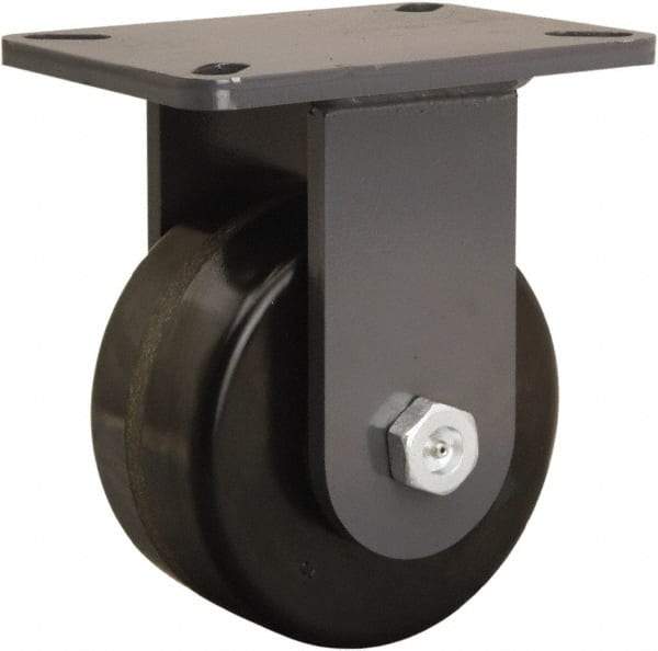 Hamilton - 6" Diam x 3" Wide x 8" OAH Top Plate Mount Rigid Caster - Phenolic, 2,000 Lb Capacity, Tapered Roller Bearing, 5-1/4 x 7-1/4" Plate - Apex Tool & Supply