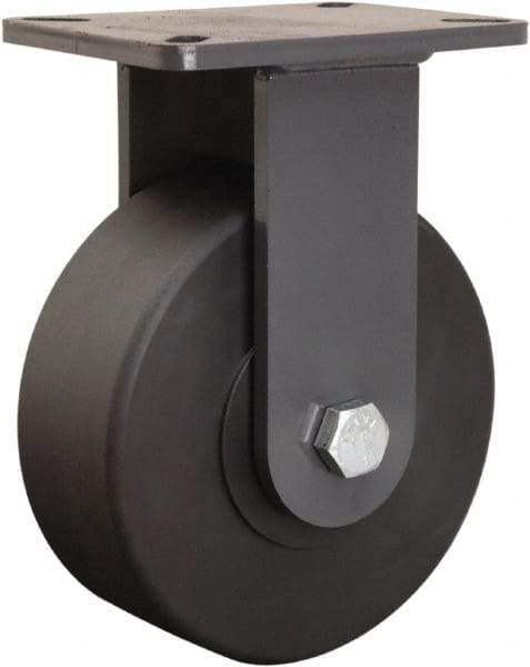 Hamilton - 10" Diam x 3" Wide x 12-1/2" OAH Top Plate Mount Rigid Caster - Nylon, 4,000 Lb Capacity, Sealed Precision Ball Bearing, 5-1/4 x 7-1/4" Plate - Apex Tool & Supply