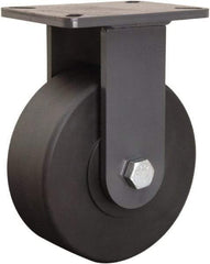 Hamilton - 8" Diam x 3" Wide x 10-1/2" OAH Top Plate Mount Rigid Caster - Nylon, 4,000 Lb Capacity, Sealed Precision Ball Bearing, 5-1/4 x 7-1/4" Plate - Apex Tool & Supply