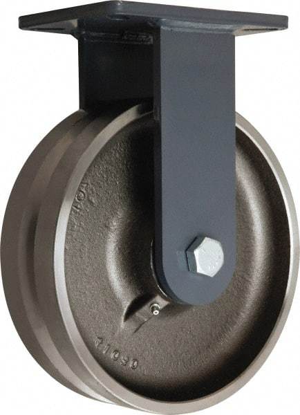 Hamilton - 10" Diam x 3" Wide, Forged Steel Rigid Caster - 4,500 Lb Capacity, Top Plate Mount, 5-1/4" x 7-1/4" Plate, Straight Roller Bearing - Apex Tool & Supply