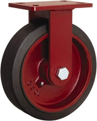 Hamilton - 10" Diam x 2-1/2" Wide x 11-1/2" OAH Top Plate Mount Swivel Caster - Rubber Mold on Cast Iron, 790 Lb Capacity, Tapered Roller Bearing, 4-1/2 x 6-1/2" Plate - Apex Tool & Supply