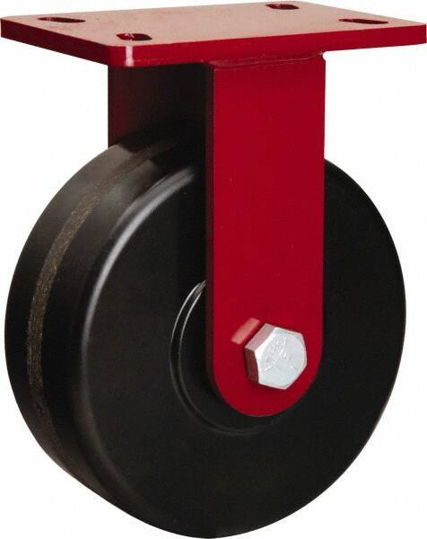 Hamilton - 8" Diam x 3" Wide x 10-1/8" OAH Top Plate Mount Rigid Caster - Phenolic, 2,200 Lb Capacity, Straight Roller Bearing, 5 x 7" Plate - Apex Tool & Supply