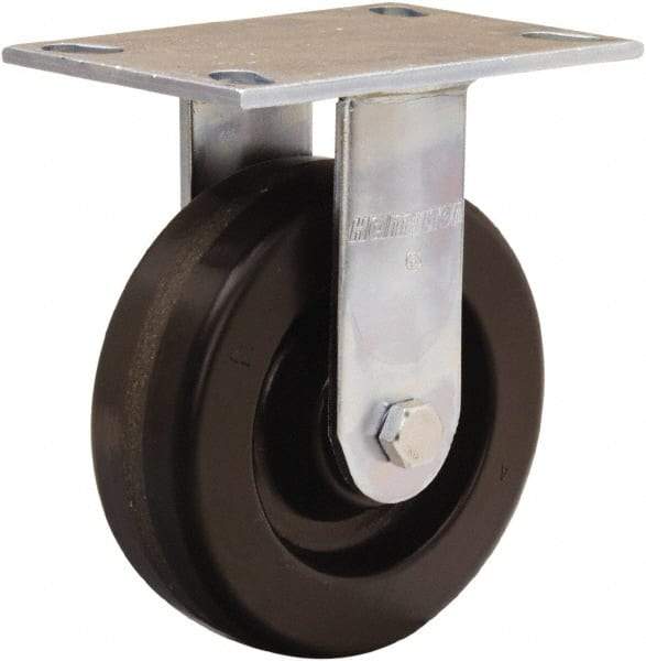 Hamilton - 6" Diam x 2" Wide x 7-1/2" OAH Top Plate Mount Rigid Caster - Phenolic, 1,200 Lb Capacity, Straight Roller Bearing, 4-1/2 x 6-1/4" Plate - Apex Tool & Supply