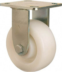 Hamilton - 5" Diam x 2" Wide x 6-1/2" OAH Top Plate Mount Rigid Caster - Nylon, 900 Lb Capacity, Sealed Precision Ball Bearing, 4 x 4-1/2" Plate - Apex Tool & Supply