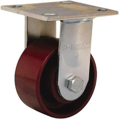 Hamilton - 4" Diam x 2" Wide x 5-5/8" OAH Top Plate Mount Rigid Caster - Cast Iron, 1,000 Lb Capacity, Precision Ball Bearing, 4 x 4-1/2" Plate - Apex Tool & Supply