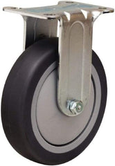 Hamilton - 5" Diam x 1-3/8" Wide x 6-1/16" OAH Top Plate Mount Rigid Caster - Rubber Mold on Polyolefin, 275 Lb Capacity, Precision Ball Bearing, 2-3/4 x 3-3/4" Plate - Apex Tool & Supply