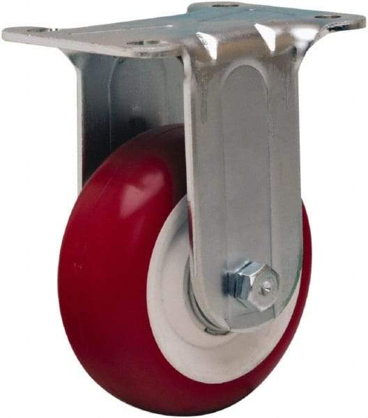 Hamilton - 3-1/2" Diam x 1-3/8" Wide x 4-13/16" OAH Top Plate Mount Rigid Caster - Polyurethane Mold on Polypropylene, 325 Lb Capacity, Sealed Precision Ball Bearing, 2-3/4 x 3-3/4" Plate - Apex Tool & Supply